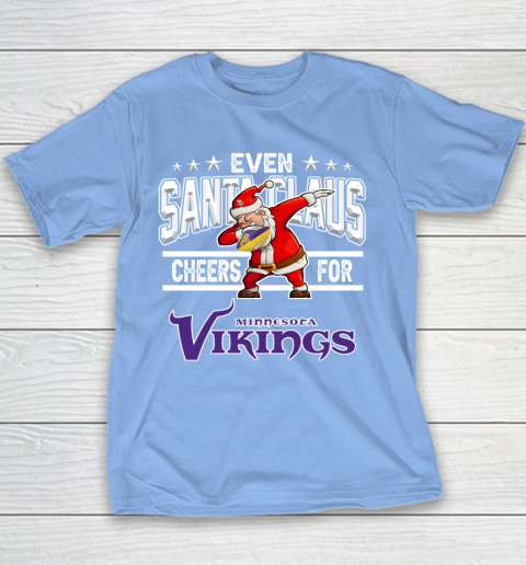Minnesota Vikings Even Santa Claus Cheers For Christmas NFL Youth T-Shirt 8