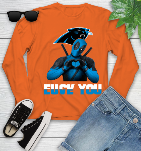 NHL Carolina Panthers Deadpool Love You Fuck You Football Sports Youth Long Sleeve 3