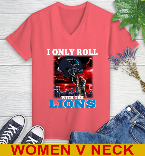 Carolina Panthers NFL Football I Only Roll With My Team Sports Women's V-Neck T-Shirt 6