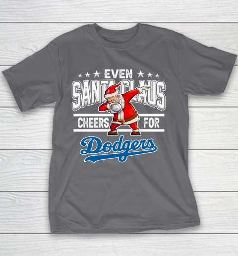 Los Angeles Dodgers Even Santa Claus Cheers For Christmas MLB Youth T-Shirt 5