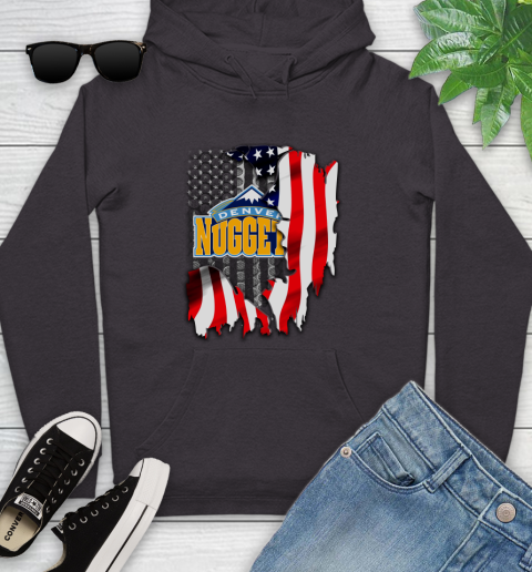 Denver Nuggets NBA Basketball American Flag Youth Hoodie 8
