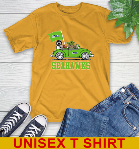 NFL Football Seattle Seahawks Darth Vader Baby Yoda Driving Star Wars Shirt T-Shirt 3