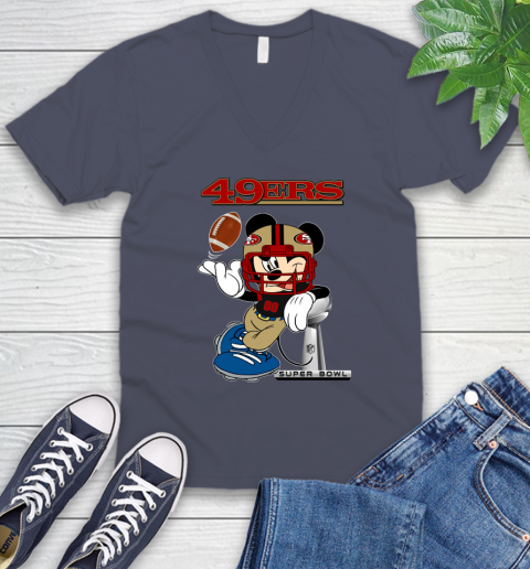 NFL San Francisco 49ers Mickey Mouse Disney Super Bowl Football T Shirt V-Neck T-Shirt 9