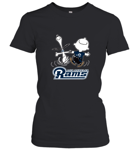 Snoopy And Charlie Brown Happy Los Angeles Rams Fans Women's T-Shirt