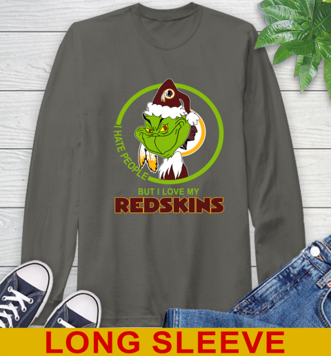 Washington Redskins NFL Christmas Grinch I Hate People But I Love My Favorite Football Team Long Sleeve T-Shirt 8