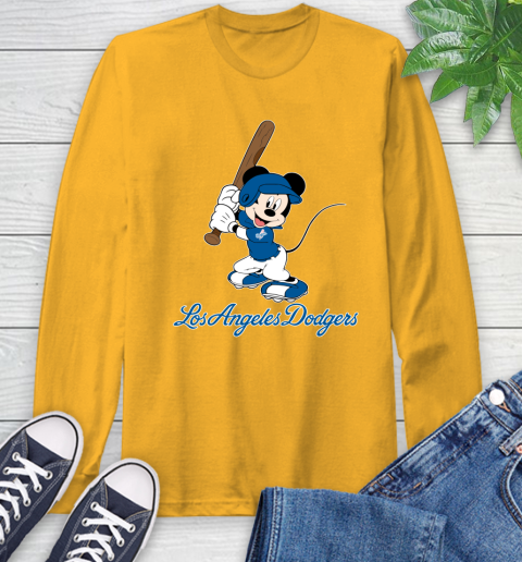 MLB Baseball Los Angeles Dodgers Cheerful Mickey Mouse Shirt Long Sleeve T-Shirt 3