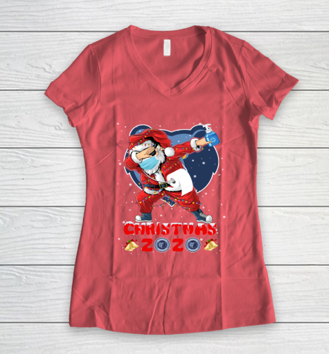 Memphis Grizzlies Funny Santa Claus Dabbing Christmas 2020 NBA Women's V-Neck T-Shirt 4