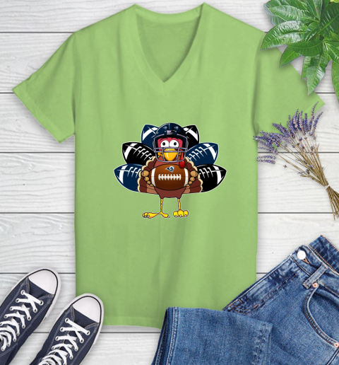 Los Angeles Rams Turkey Thanksgiving Day Women's V-Neck T-Shirt 11