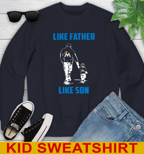 Miami Marlins MLB Baseball Like Father Like Son Sports Youth Sweatshirt 2