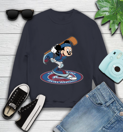 NHL Hockey Colorado Avalanche Cheerful Mickey Disney Shirt Youth Sweatshirt 3