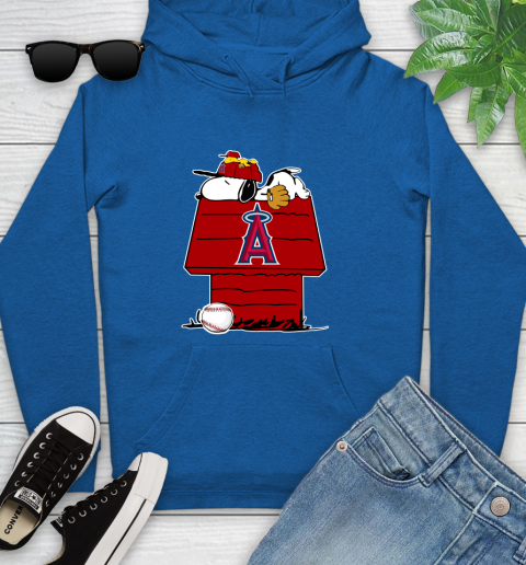 MLB Los Angeles Angels Snoopy Woodstock The Peanuts Movie Baseball T Shirt Youth Hoodie 9