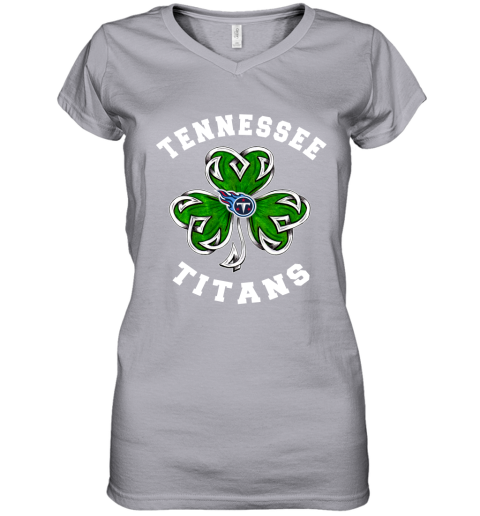 NFL Tennessee Titans Three Leaf Clover St Patrick's Day Football Sports zBYGnj3LYA9 women v neck t shirt 39 95 151514 front sport grey