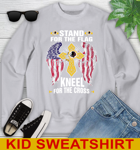 NFL Football Washington Redskins Stand For Flag Kneel For The Cross Shirt Youth Sweatshirt 3