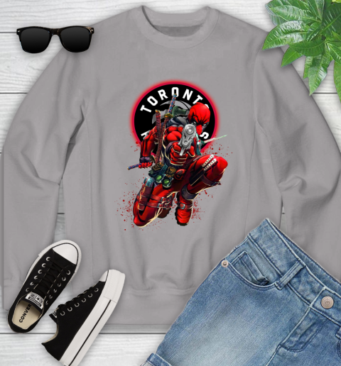 NBA Deadpool Marvel Comics Sports Basketball Toronto Raptors Youth Sweatshirt 4