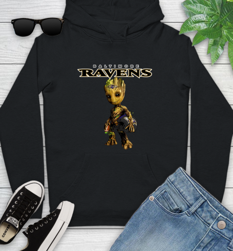Baltimore Ravens NFL Football Groot Marvel Guardians Of The Galaxy Youth Hoodie 2