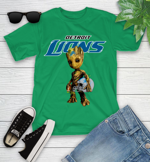 Detroit Lions NFL Football Groot Marvel Guardians Of The Galaxy Youth T-Shirt 6