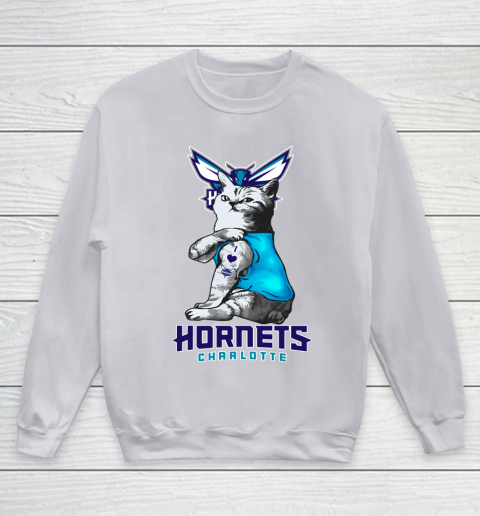 NBA Basketball My Cat Loves Charlotte Hornets Youth Sweatshirt 3