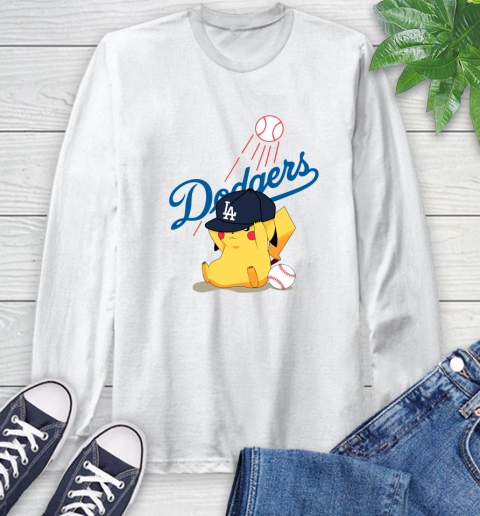 MLB Pikachu Baseball Sports Los Angeles Dodgers Long Sleeve T-Shirt
