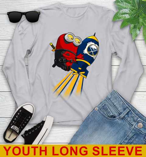 NHL Hockey Buffalo Sabres Deadpool Minion Marvel Shirt Youth Long Sleeve 5