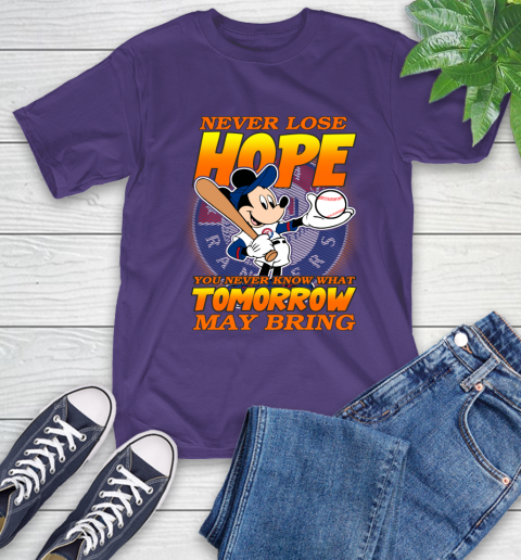 Texas Rangers MLB Baseball Mickey Disney Never Lose Hope T-Shirt 5
