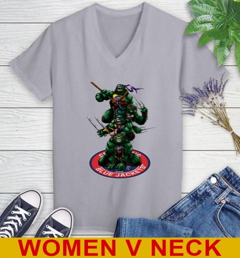 NHL Hockey Columbus Blue Jackets Teenage Mutant Ninja Turtles Shirt Women's V-Neck T-Shirt 5