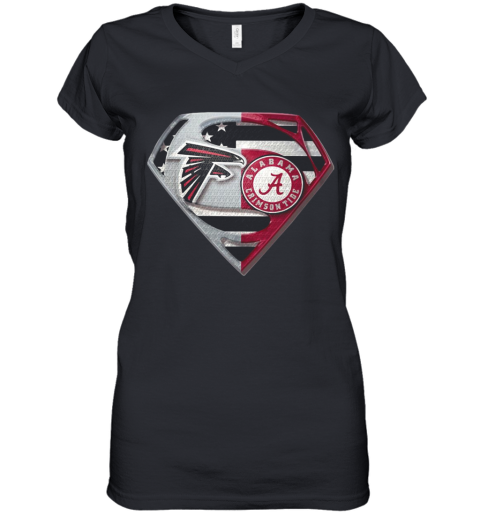 Atlanta Falcons And Alabama Crimson Tide Superman Women's V-Neck T-Shirt