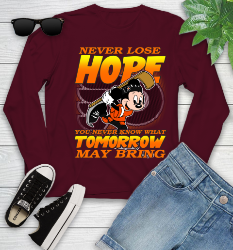 Philadelphia Flyers NHL Hockey ootball Mickey Disney Never Lose Hope Youth Long Sleeve 6
