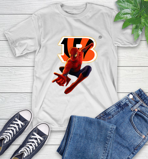 NFL Spider Man Avengers Endgame Football Cincinnati Bengals T-Shirt