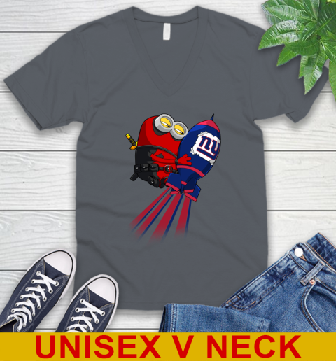 NFL Football New York Giants Deadpool Minion Marvel Shirt V-Neck T-Shirt 4