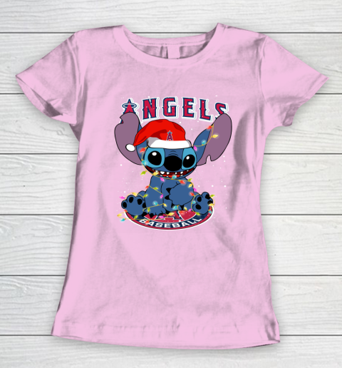 Los Angeles Angels MLB noel stitch Baseball Christmas Women's T-Shirt 6