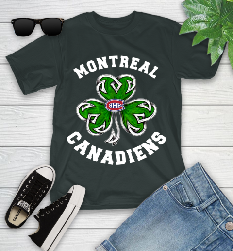 NHL Montreal Canadiens Three Leaf Clover St Patrick's Day Hockey Sports Youth T-Shirt 6