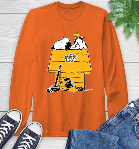 Nashville Predators NHL Hockey Snoopy Woodstock The Peanuts Movie Long Sleeve T-Shirt 5
