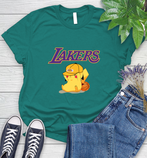 NBA Pikachu Basketball Sports Los Angeles Lakers Women's T-Shirt 12