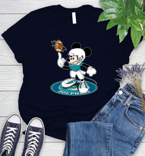 NFL Football Miami Dolphins Cheerful Mickey Disney Shirt Women's T-Shirt 3