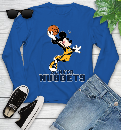 NBA Basketball Denver Nuggets Cheerful Mickey Mouse Shirt Youth Long Sleeve 10