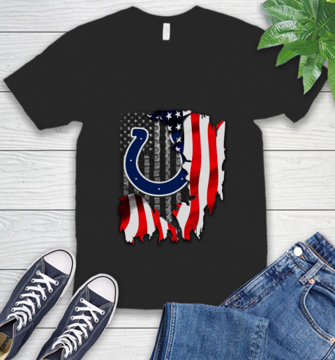 Indianapolis Colts NFL Football American Flag V-Neck T-Shirt