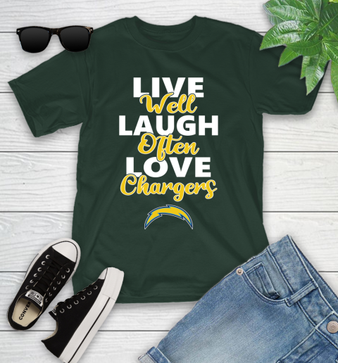 NFL Football Los Angeles Chargers Live Well Laugh Often Love Shirt Youth T-Shirt 4