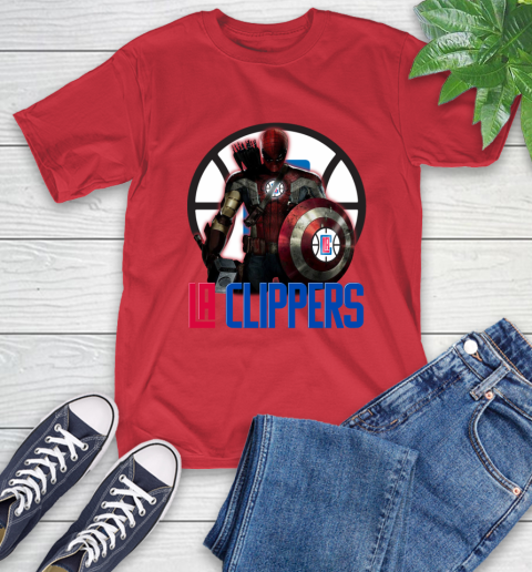 LA Clippers NBA Basketball Captain America Thor Spider Man Hawkeye Avengers T-Shirt 10