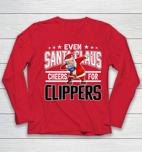 LA Clippers Even Santa Claus Cheers For Christmas NBA Youth Long Sleeve 8