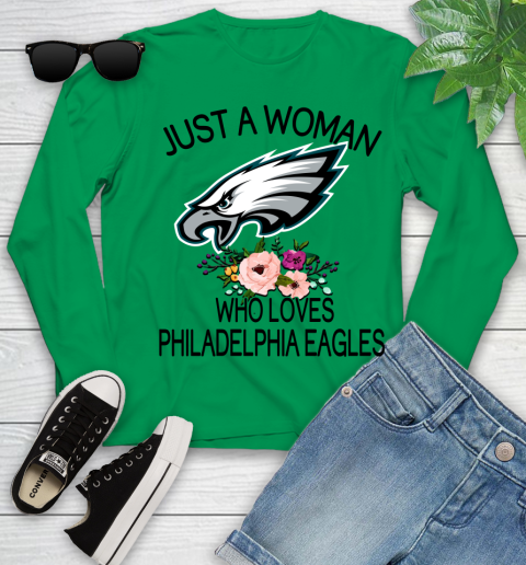 NFL Just A Woman Who Loves Philadelphia Eagles Football Sports Youth Long Sleeve 4