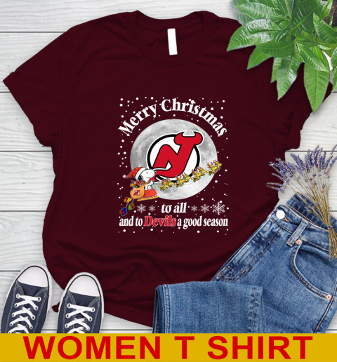 New Jersey Devils Merry Christmas To All And To Devils A Good Season NHL Hockey Sports Women's T-Shirt 6