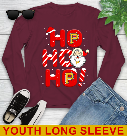 Pittsburgh Pirates MLB Baseball Ho Ho Ho Santa Claus Merry Christmas Shirt Youth Long Sleeve 6