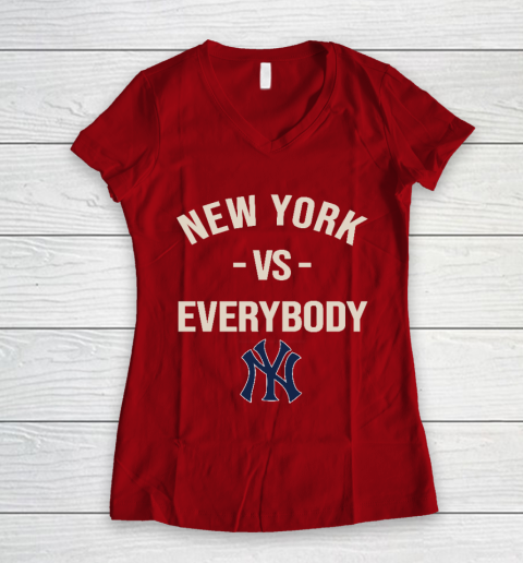 New York Yankees Vs Everybody Women's V-Neck T-Shirt 8