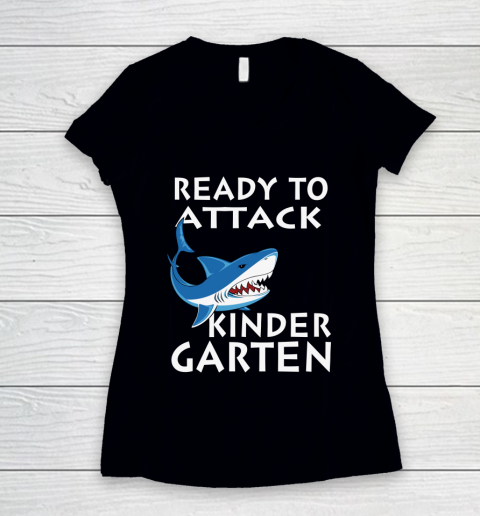 Back To School Shirt Ready to attack kindergarten 1 Women's V-Neck T-Shirt