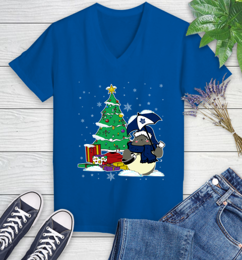 Toronto Maple Leafs NHL Hockey Cute Tonari No Totoro Christmas Sports Women's V-Neck T-Shirt 10