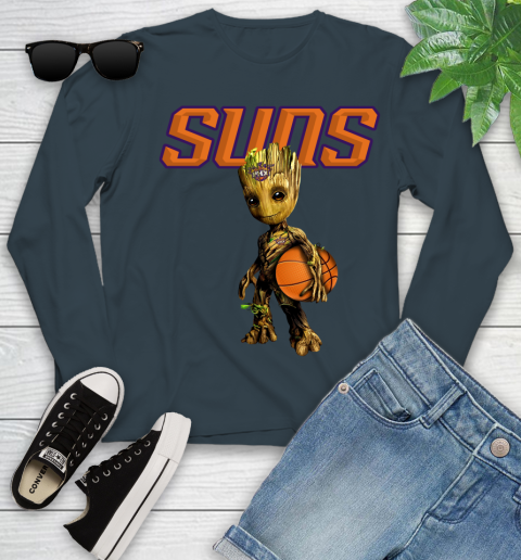 Phoenix Suns NBA Basketball Groot Marvel Guardians Of The Galaxy Youth Long Sleeve 8