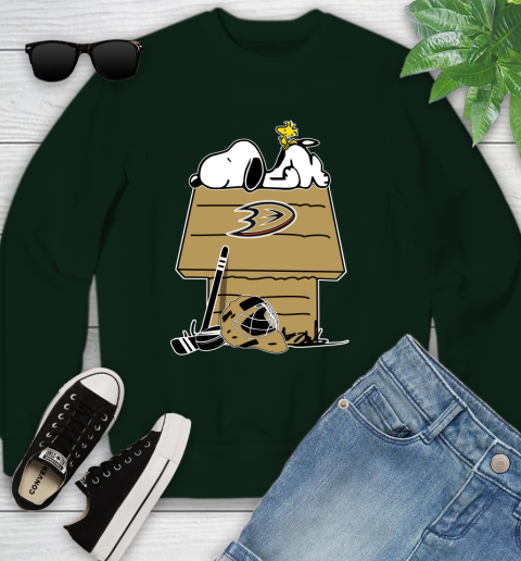 Anaheim Ducks NHL Hockey Snoopy Woodstock The Peanuts Movie Youth Sweatshirt 10