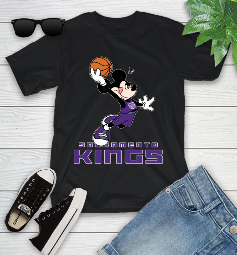 NBA Basketball Sacramento Kings Cheerful Mickey Mouse Shirt Youth T-Shirt