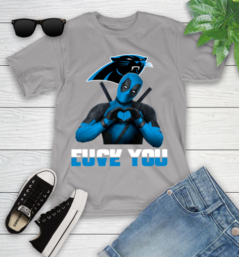 NHL Carolina Panthers Deadpool Love You Fuck You Football Sports Youth T-Shirt 4
