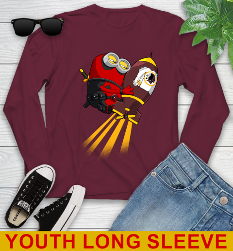 NFL Football Washington Redskins Deadpool Minion Marvel Shirt Youth Long Sleeve 6